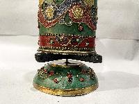 Table Prayer Wheel Big Size, [stone Setting], With Ashtamangala