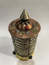 Table Prayer Wheel Big Size With Mantra Inside, [stone Setting], With 8 Rim Of Mantra Embossed