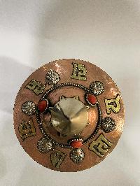 Table Prayer Wheel Big Size With Mantra Inside, [stone Setting], With 8 Rim Of Mantra Embossed