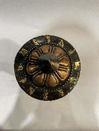 Table Prayer Wheel Big Size With Mantra Inside, [oxidized With Embossed Mantra], And Ashtamangala