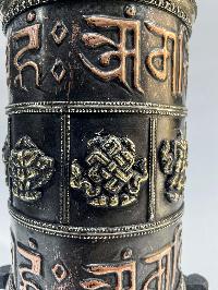 Table Prayer Wheel Big Size With Mantra Inside, [oxidized With Carved Mantra]
