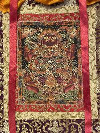Buddhist Thangka Of Wheel Of Life Thangka, [with Brocade], Lama`s Art