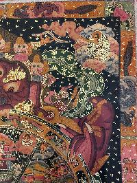 Buddhist Thangka Of Wheel Of Life Thangka, [with Brocade], Lama`s Art