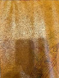 Buddhist Thangka Of Yellow Jambhala Thangka, [with Brocade, And Oil Painting], Lama`s Art