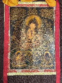 Buddhist Thangka Of Vajrasattva Thangka, [with Brocade], Lama`s Art