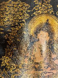 Buddhist Thangka Of Vajrasattva Thangka, [with Brocade], Lama`s Art
