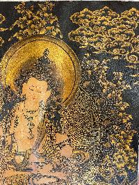 Buddhist Thangka Of Vajrasattva Thangka, [with Brocade], Lama`s Art