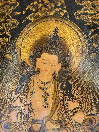 Buddhist Thangka Of Vajrasattva Thangka, [with Brocade], Lama`s Art