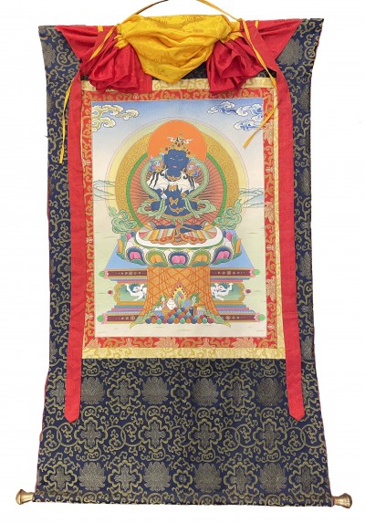 Buddhist Thangka Of Vajradhara Thangka, [with Brocade], Lama`s Art