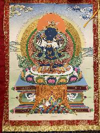 Buddhist Thangka Of Vajradhara Thangka, [with Brocade], Lama`s Art