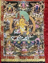 Buddhist Thangka Of Jambala Thangka, [with Brocade], Lama`s Art