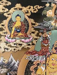 Buddhist Thangka Of Jambala Thangka, [with Brocade], Lama`s Art