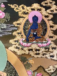 Buddhist Thangka Of Jambala Thangka, [with Brocade], Lama`s Art