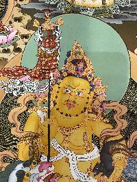 Buddhist Thangka Of Jambala Thangka, [with Brocade], Lama`s Art
