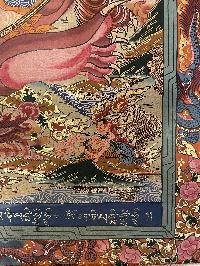 Buddhist Thangka Of Wheel Of Life With Brocade Thangka, Lama`s Art