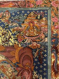 Buddhist Thangka Of Wheel Of Life With Brocade Thangka, Lama`s Art