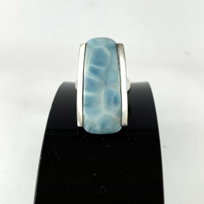 Designer Silver Jewellery With Larimar Side Setting Stone Rings