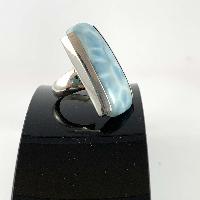 Designer Silver Jewellery With Larimar Side Setting Stone Rings