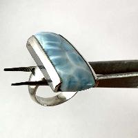 Designer Silver Jewellery With Larimar Side Setting Stone Rings