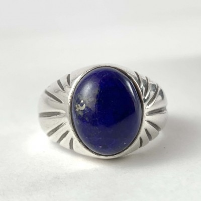Designer Silver Jewellery With Lapis Solid Stone Rings