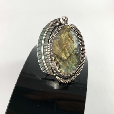 Designer Silver Jewellery With Rough Labradorite Wire And Leaf Stone Rings