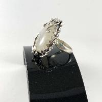 Designer Silver Jewellery With Rainbow Moonstone Leaf Flower Stone Rings