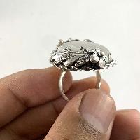 Designer Silver Jewellery With Rainbow Moonstone Leaf Flower Stone Rings