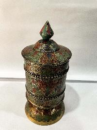 Table Prayer Wheel Big Size With Mantra Inside, [stone Setting]