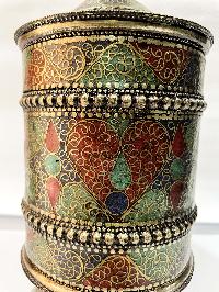 Table Prayer Wheel Big Size With Mantra Inside, [stone Setting]