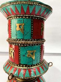 Table Prayer Wheel Big Size With Mantra Inside, [embossed Mantra]
