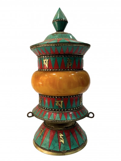 Table Prayer Wheel Big Size With Mantra Inside, [embossed With Mantra]