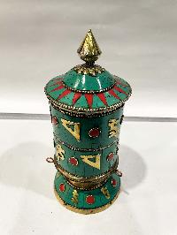 Table Prayer Wheel Big Size With Mantra Inside, [stone Setting]