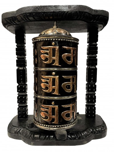 Wall Prayer Wheel Big Size With Mantra Inside, [oxidized With Carved Mantra], Wall Mountable