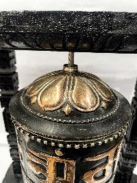 Wall Prayer Wheel Big Size With Mantra Inside, [oxidized With Carved Mantra], Wall Mountable