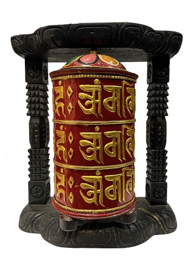 Wall Prayer Wheel Big Size With Mantra Inside, [with Carved Mantra], Wall Mountable