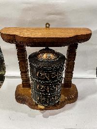 Wall Prayer Wheel Big Size With Mantra Inside, [oxidized With Carved Mantra], Wall Mountable