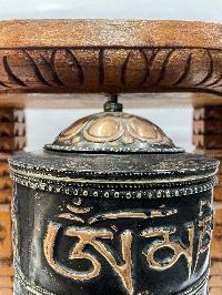 Wall Prayer Wheel Big Size With Mantra Inside, [oxidized With Carved Mantra], Wall Mountable