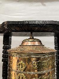 Wall Prayer Wheel Big Size With Mantra Inside, [ashtamangala With Carved Mantra], Wall Mountable