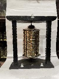 Wall Prayer Wheel Big Size With Mantra Inside, [ashtamangala With Carved Mantra], Wall Mountable