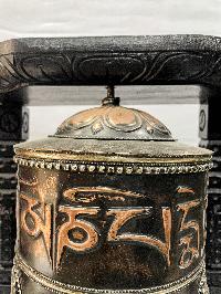 Wall Prayer Wheel Big Size With Mantra Inside, [ashtamangala With Carved Mantra], Wall Mountable
