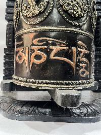 Wall Prayer Wheel Big Size With Mantra Inside, [ashtamangala With Carved Mantra], Wall Mountable