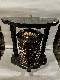Wall Prayer Wheel Big Size With Mantra Inside, [oxidized With Carved Mantra], Wall Mountable