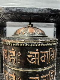 Wall Prayer Wheel Big Size With Mantra Inside, [oxidized With Carved Mantra], Wall Mountable
