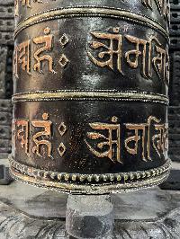 Wall Prayer Wheel Big Size With Mantra Inside, [oxidized With Carved Mantra], Wall Mountable