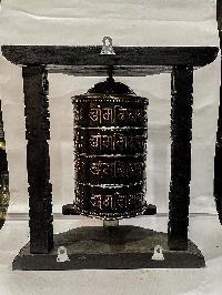 Wall Prayer Wheel Big Size With Mantra Inside, [oxidized With Carved Mantra], Wall Mountable