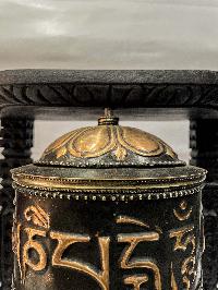 Wall Prayer Wheel Big Size With Mantra Inside, [oxidized With Carved Mantra, Ashtamangala], Wall Mountable