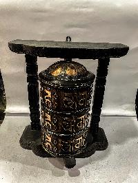 Wall Prayer Wheel Big Size With Mantra Inside, [oxidized With Carved Mantra], Wall Mountable