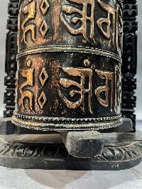 Wall Prayer Wheel Big Size With Mantra Inside, [oxidized With Carved Mantra], Wall Mountable