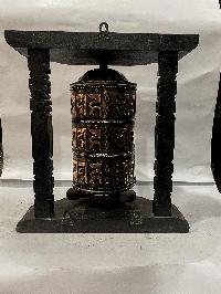 Wall Prayer Wheel Big Size With Mantra Inside, [oxidized With Carved Mantra], Wall Mountable