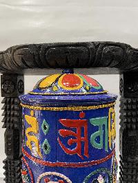 Wall Prayer Wheel Big Size With Mantra Inside, [traditional Color With Carved Mantra], Wall Mountable
